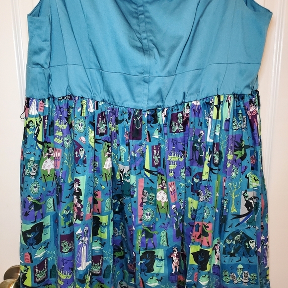 Disney Dress Shop Haunted Mansion Size 2X Teal Retro Style Sleeveless A-Line - Picture 9 of 15